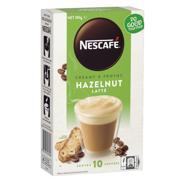 Nescafe Hazelnut Latte - Cafe Pha Sẵn Hộp 10 Gói - Mua 3 hộp -> 150k/ hộp