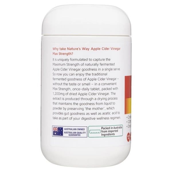 Viên uống giấm táo Nature's Way Apple Cider Vinegar 1200mg Max Strength của Úc 90 viên