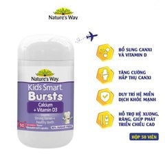 Kẹo dẻo bổ sung canxi D3 cho bé Nature’s Way Kids Smart Bursts Calcium + Vitamin D3 của Úc 50 viên