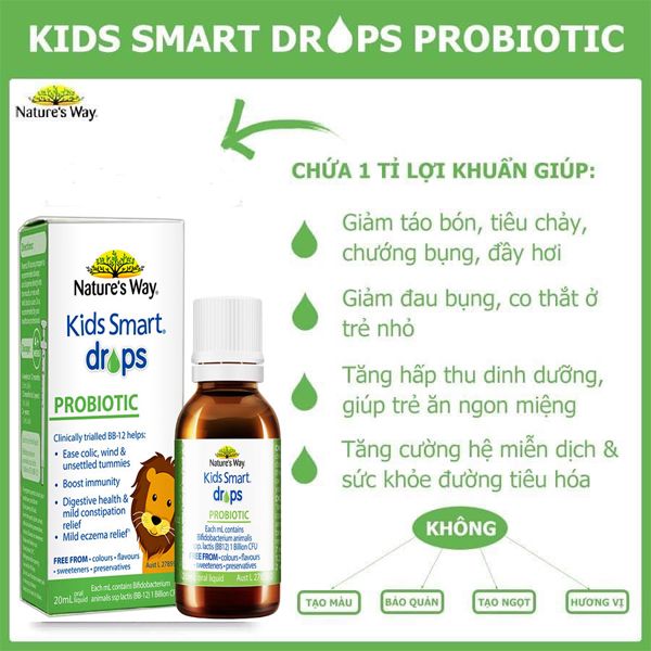 Men vi sinh cho bé Nature's Way Kids Smart Drops Probiotic của Úc 20ml