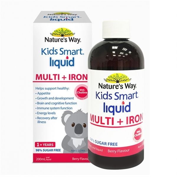 Siro bổ sung sắt và vitamin tổng hợp cho bé Nature's Way Kids Smart Liquid Multi + Iron của Úc 200ml