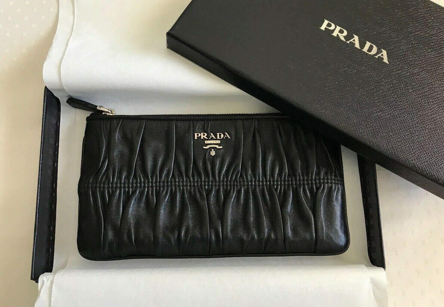 PRADA NAPPA GAUFRE NERO - Ví nữ hiệu Prada mới 100% nguyên hộp thẻ aut