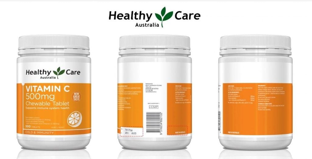 Healthy Care Vitamin C 500mg - Viên Nhai Vitamin C 500 Viên