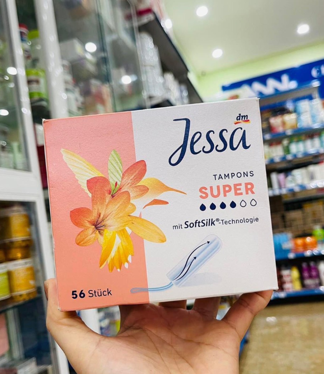 Băng vệ sinh dạng nút Tampon Jessa 4 Giọt của Đức 56 cái (Màu Cam)
