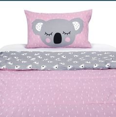 Bộ chăn bông trần và vỏ gối cho trẻ Pink Koala