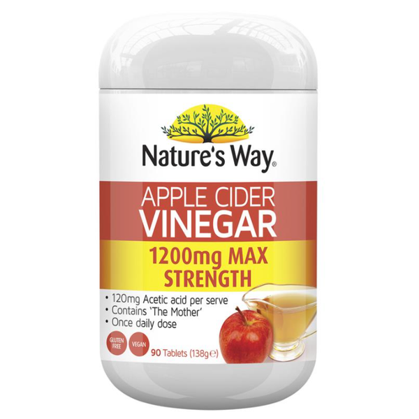 Viên uống giấm táo Nature's Way Apple Cider Vinegar 1200mg Max Strength của Úc 90 viên