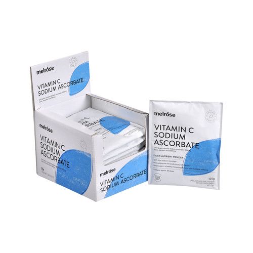 Bột vitamin C nguyên chất có muối sodium Melrose Vitamin C Sodium Ascorbate của Úc gói 125g