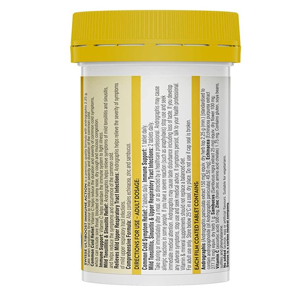 Viên uống hỗ trợ tăng cường hệ miễn dịch Swisse Ultiboost Immune Action của Úc 60 viên