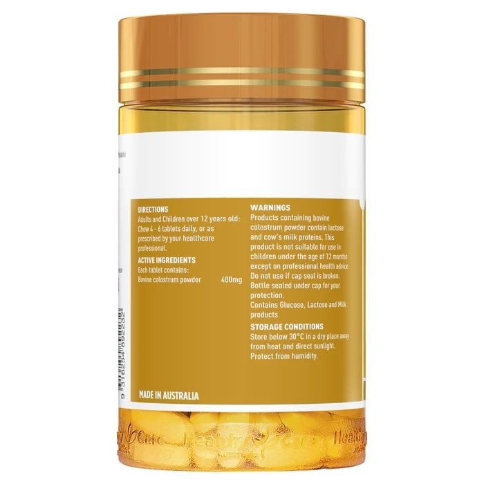 Viên nhai sữa bò non Healthy Care Super Colostrum 400mg của Úc 200 viên
