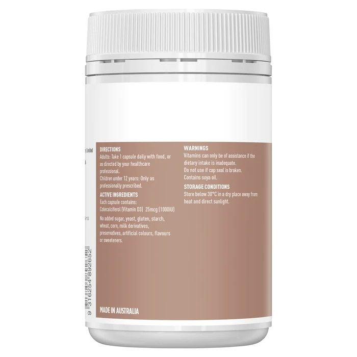 Viên uống bổ sung vitamin D3 Healthy Care Vitamin D3 1000IU của Úc 250 viên