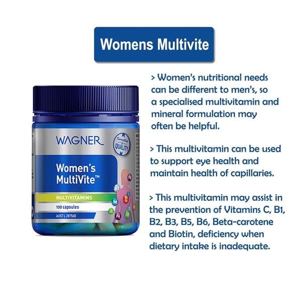 Viên uống bổ sung vitamin tổng hợp cho nữ Wagner Women's Multivite của Úc 100 viên