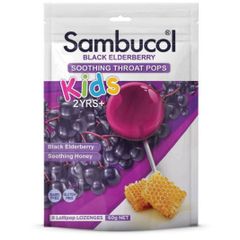 Kẹo mút giảm đau họng cho bé từ 2 tuổi trở lên Sambucol Kids Soothing Throat Pops của Úc 8 cây