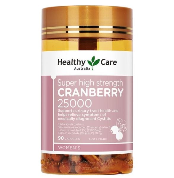 Viên uống hỗ trợ đường tiết niệu Healthy Care Cranberry 25000 của Úc 90 viên