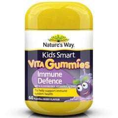 Kẹo dẻo hỗ trợ tăng miễn dịch cho bé Nature’s Way Kids Smart Vita Gummies Immune Defence của Úc 60 viên