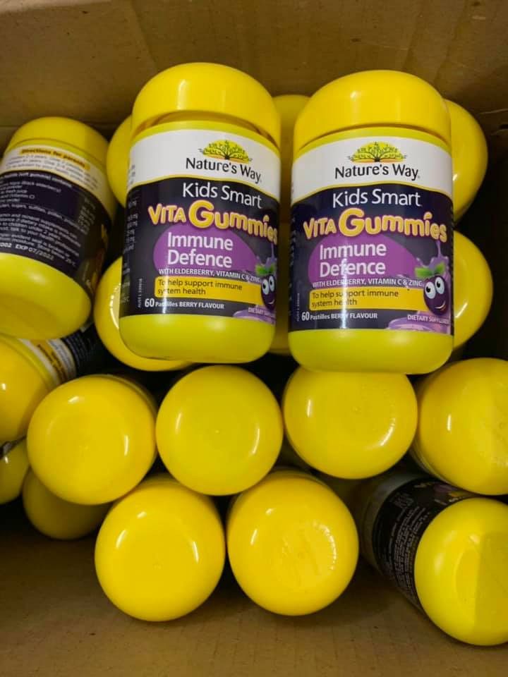 Kẹo dẻo hỗ trợ tăng miễn dịch cho bé Nature’s Way Kids Smart Vita Gummies Immune Defence của Úc 60 viên