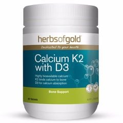 Viên Uống Bổ Sung Canxi Herbs Of Gold Calcium K2 with D3 lọ 90 viên