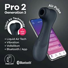 Satisfyer Pro 2 Generation 3 App Bluetooth - Máy Mát Xa Kích Thích Âm Vật Với Công Nghệ Thổi Khí Thế Hệ 3 MÀU ĐEN