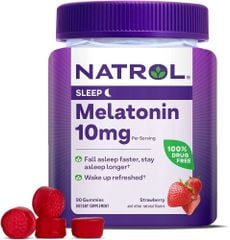 Kẹo dẻo vị dâu hỗ trợ ngủ ngon Natrol Melatonin 10mg Sleep của Mỹ 90 viên