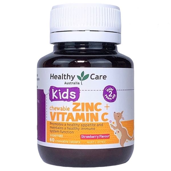 Healthy Care ZinC + Vitamin C Over 2 Years - Viên Nhai Bổ Sung Kẽm & Vitamin C 60 Viên