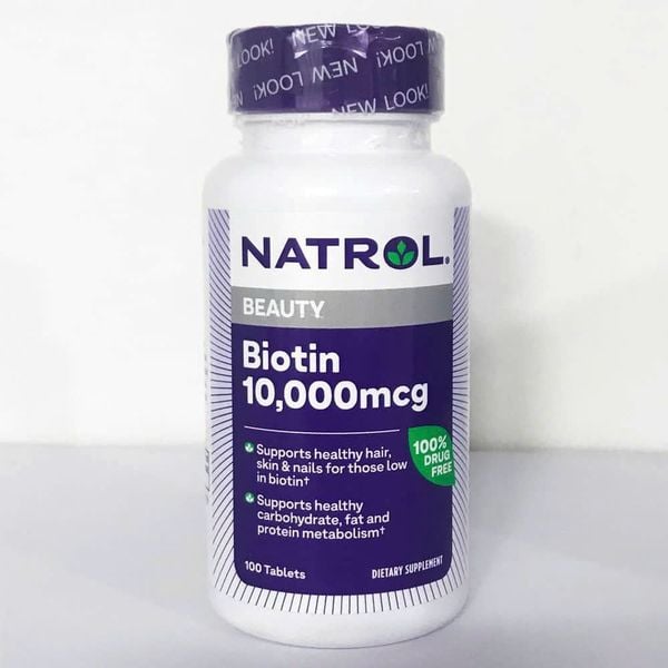 Viên uống hỗ trợ mọc tóc Natrol Biotin 10000 mcg của Mỹ 100 viên