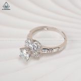  RX466 5.4mm Nhẫn nữ 4 chấu đai baguette phối tròn 