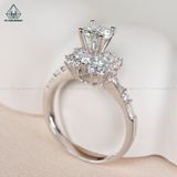  RX466 5.4mm Nhẫn nữ 4 chấu đai baguette phối tròn 