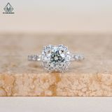  RX466 5.4mm Nhẫn nữ 4 chấu đai baguette phối tròn 