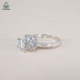  RX466 5.4mm Nhẫn nữ 4 chấu đai baguette phối tròn 