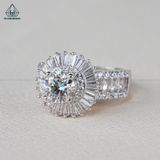  RX383 6.5mm Nhẫn nữ mặt tròn baguette 