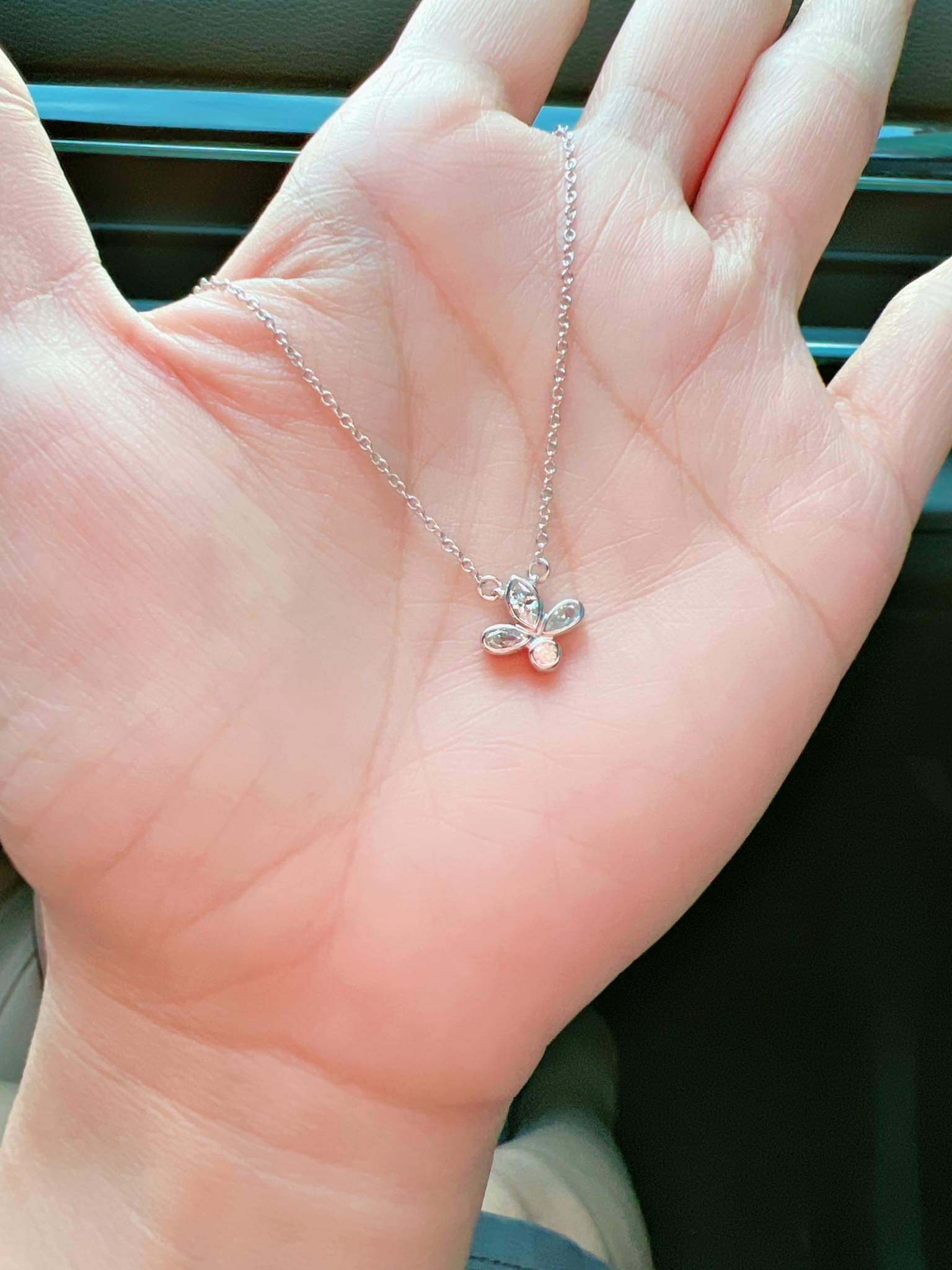  Dây chuyền xi vàng trắng mặt đá N437 