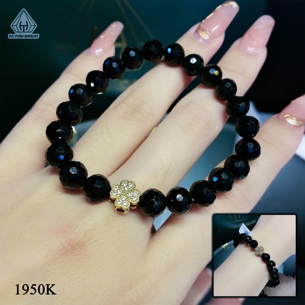  SC085 VÒNG ĐÁ MỰC DỤC MÀI GIÁC MIX CHARM VÀNG 10K 