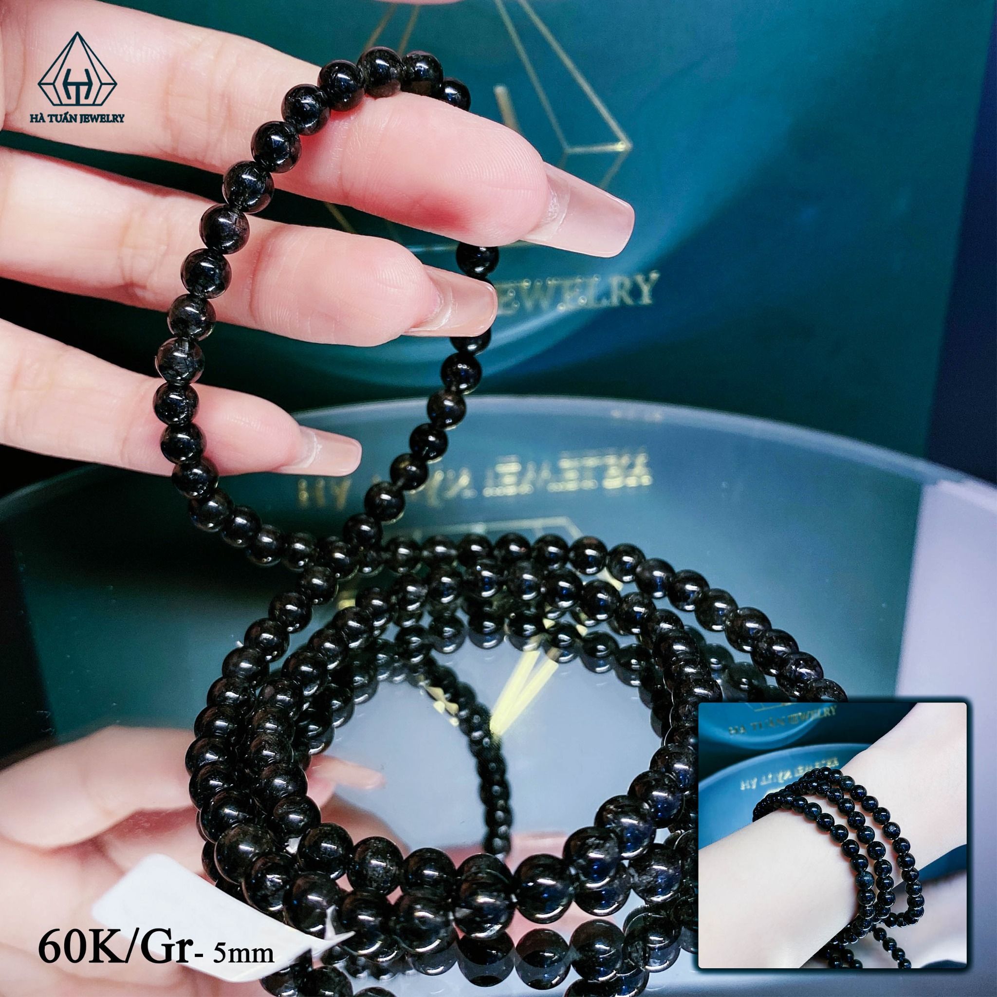  S030 VÒNG THẠCH ANH TÓC ĐEN 102 VIÊN 