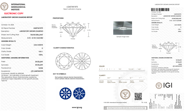  LDI81 Kim cương nuôi cấy 8.1mm-IGI LG657441875 