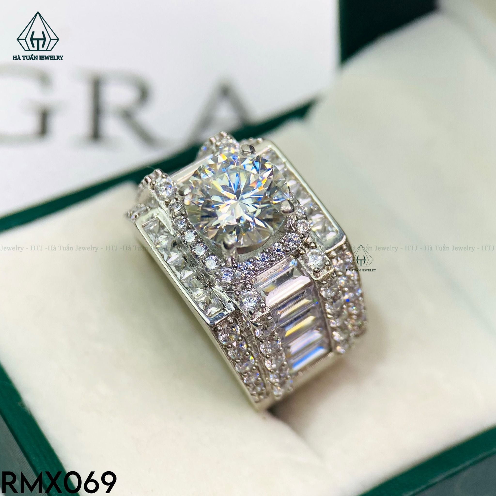  RMX069 9mm Nhẫn nam viền baguette 