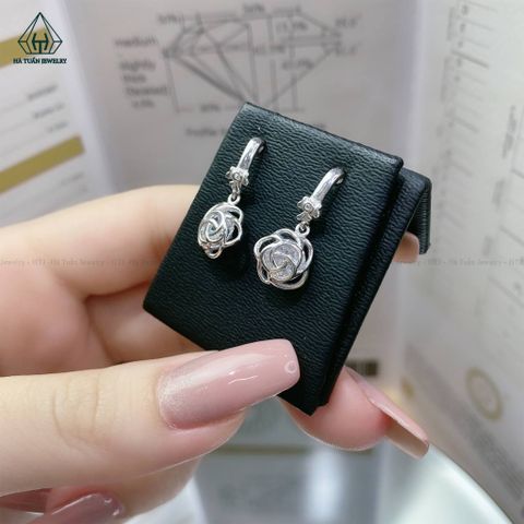 E736 Bông tai móc hoa hồng