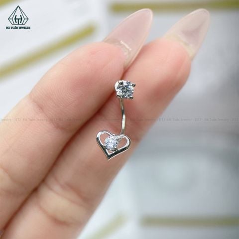 E771 Bông tai cong tim đá