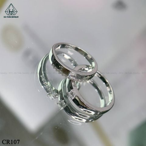 CR107 Nhẫn đôi đá vuông