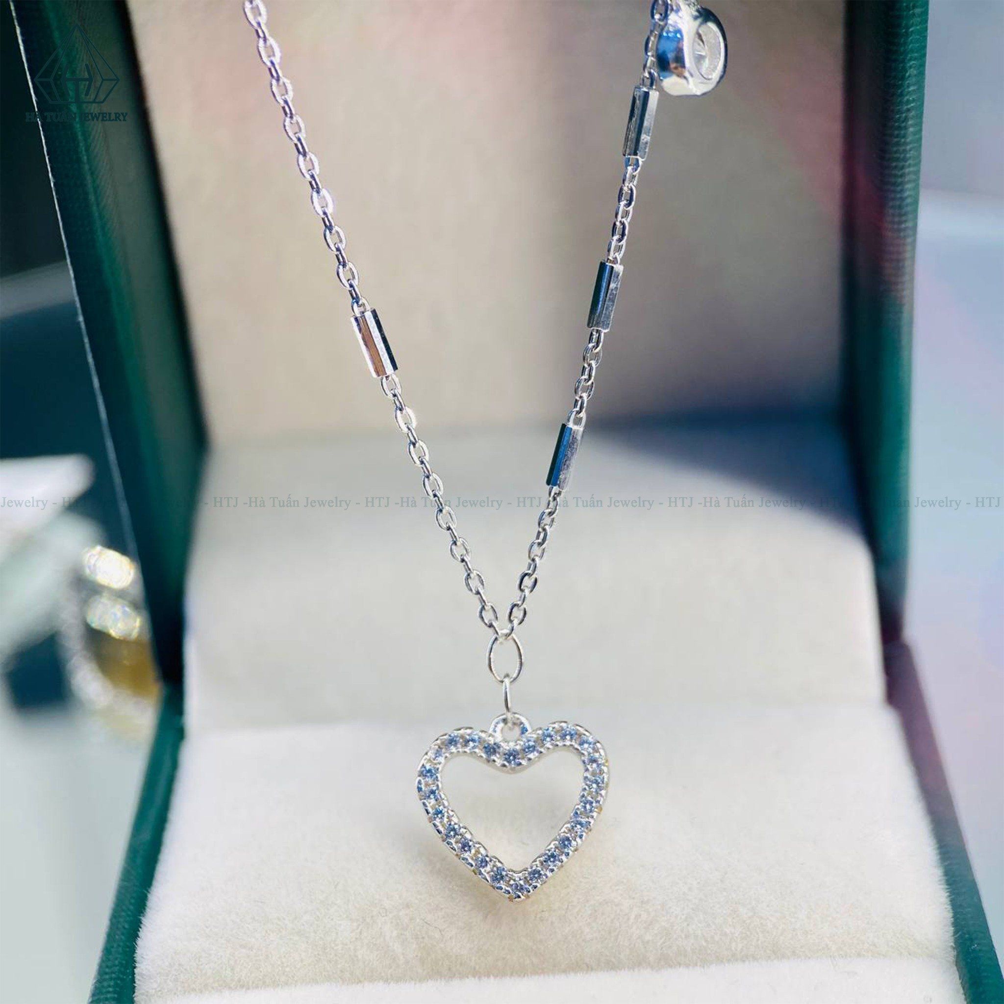  N441 Dây chuyền xích khúc mặt tim đá 