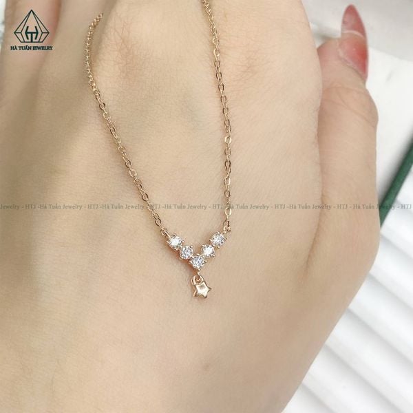  N501 Dây mặt liền chữ V đính đá 