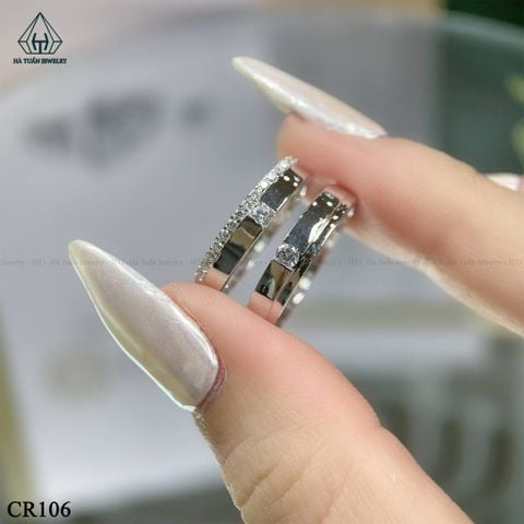 CR106 Nhẫn đôi đá vuông