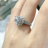  RX369 6.3mm Nhẫn nữ phối tấm tròn + baguette 