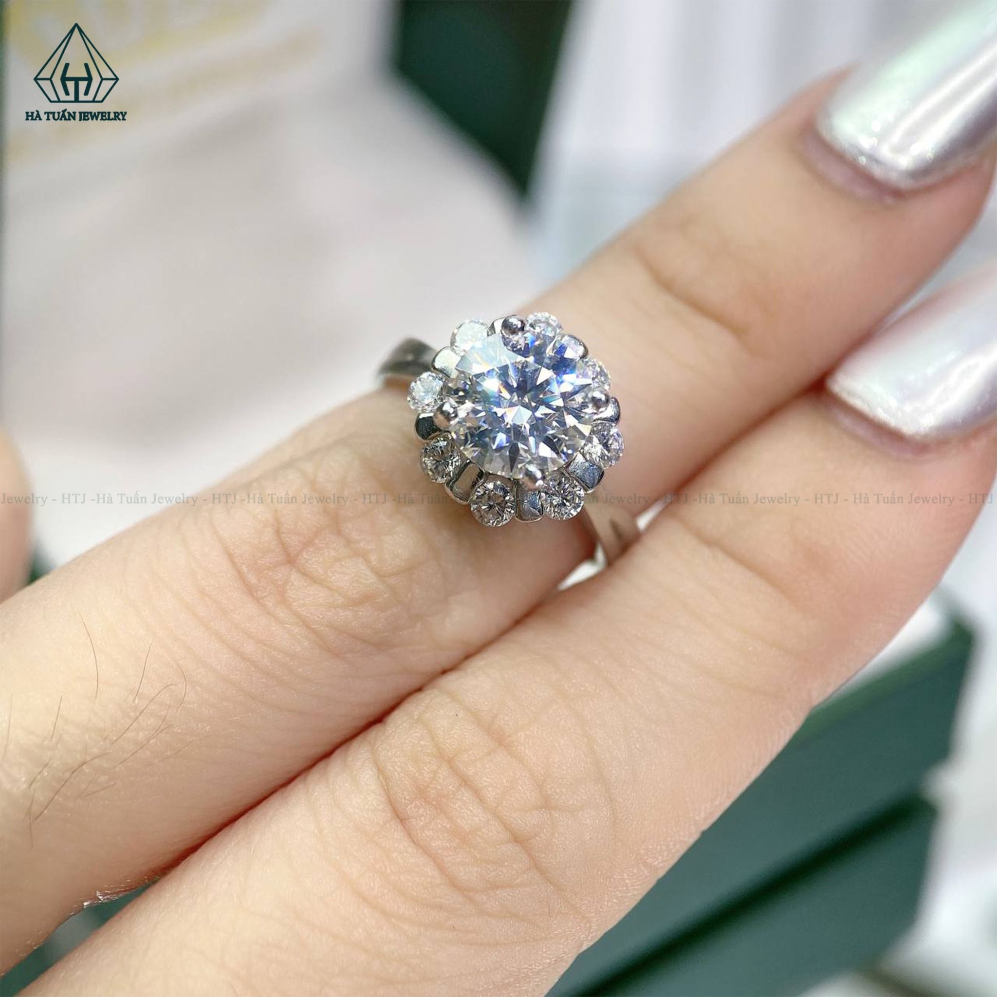  RX164 8mm Nhẫn nữ đai trơn viền tấm hoa 