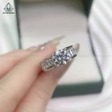  RX343 8.1mm Nhẫn nữ viền tấm baguette bảng bự 