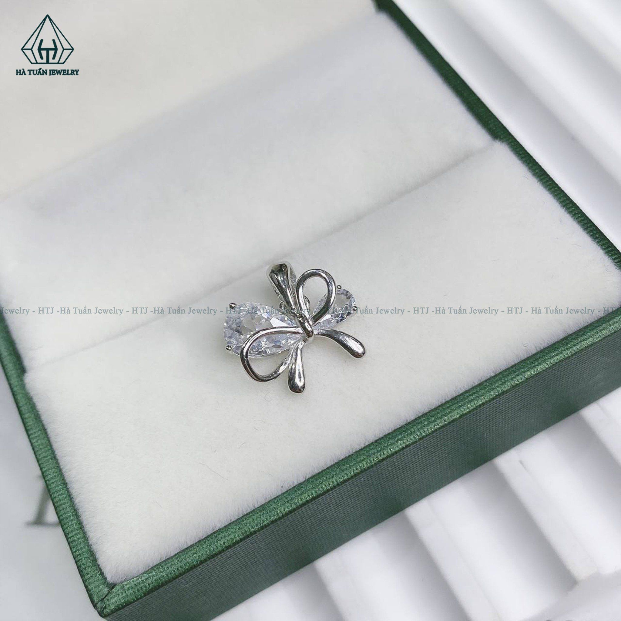  P356 Mặt dây chuyền nơ phối đá 