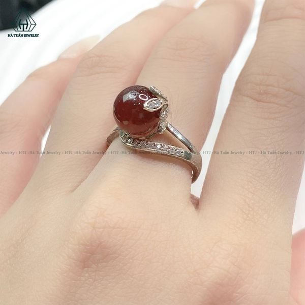  RS008 NHẪN ĐÁ GARNET ĐỎ 