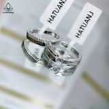  CR143 Nhẫn đôi 2 viền đá lệch 