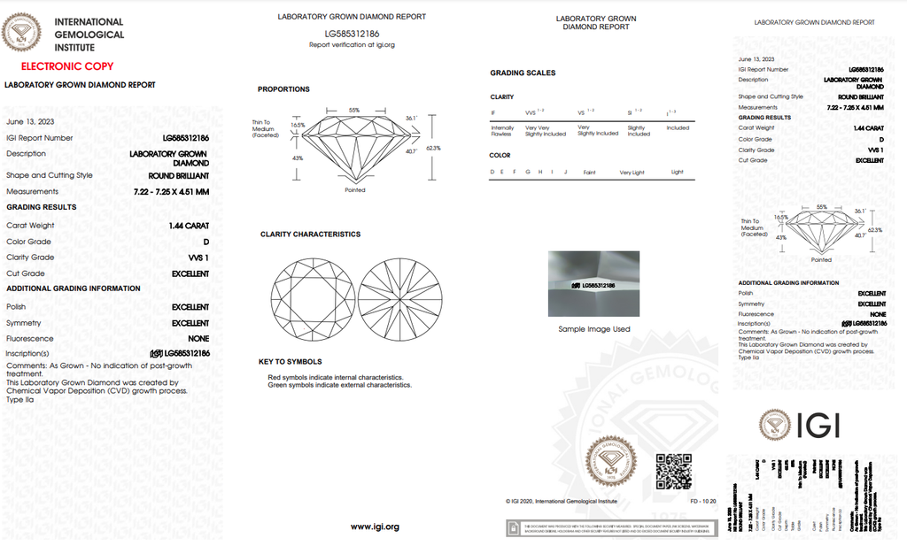 LDI72 Kim cương nuôi cấy 7.2mm-IGI LG585312186