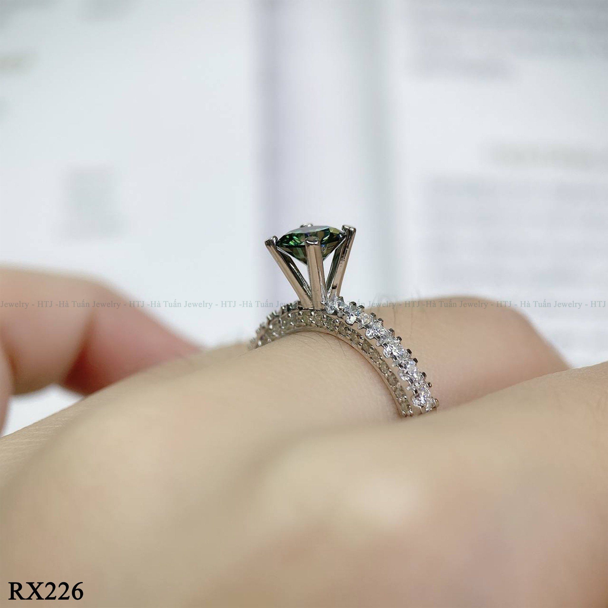  RX226 Full Moissanite 6mm Nhẫn 4 chấu viền đá 