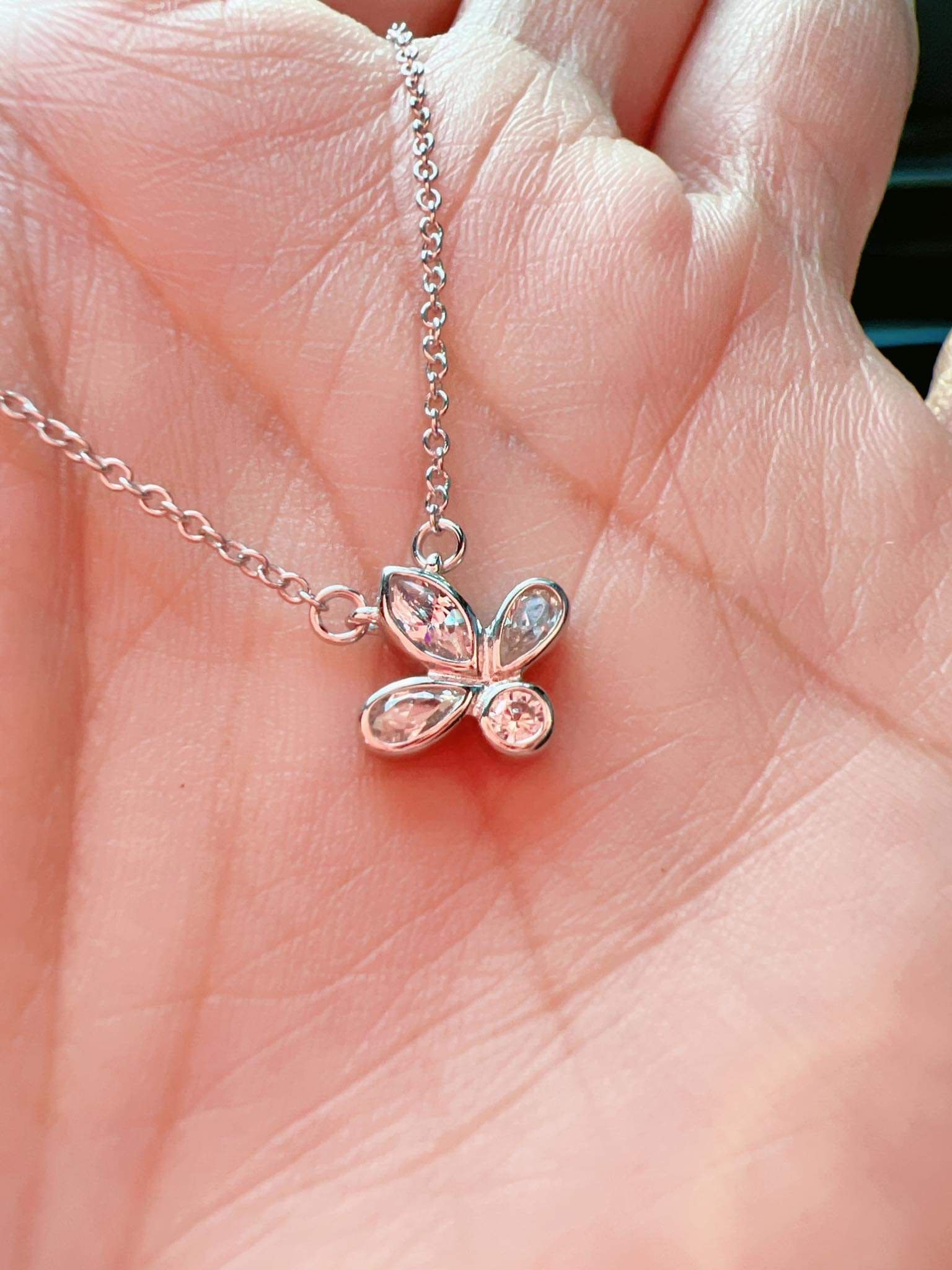  Dây chuyền xi vàng trắng mặt đá N437 