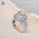  RX454 7mm Nhẫn nữ hoa phối baguette 